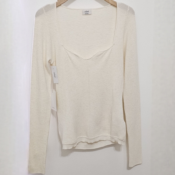 🇨🇦 Aritzia Wilfred Heather Birch Tuscany Long Sleeve Knit Top - Picture 5 of 16